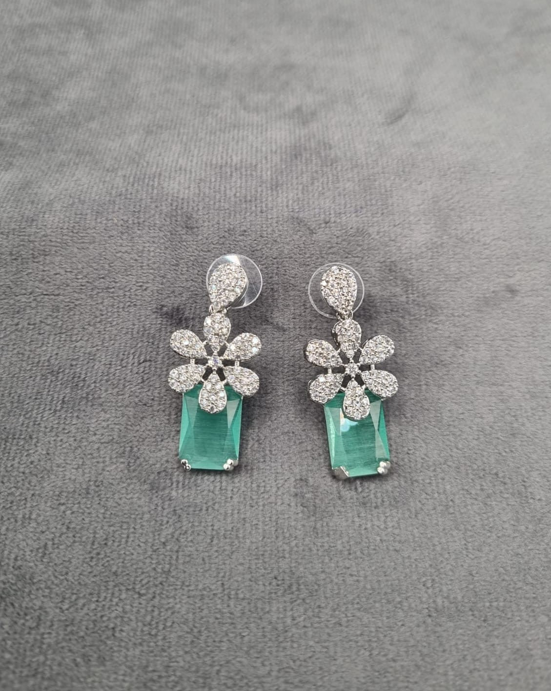 Silver Tone Floral Statement Dangles
